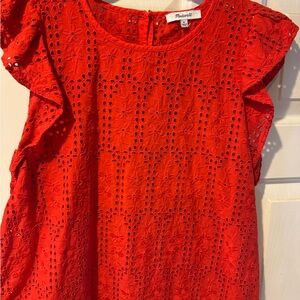 Madewell Scarlet Eyelet Ruffle Top